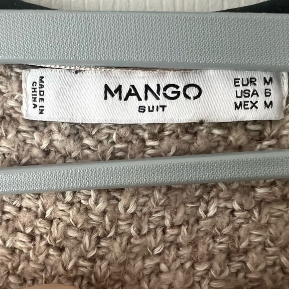Mango long colorblock oatmeal cardigan with trim - Picture 6 of 7